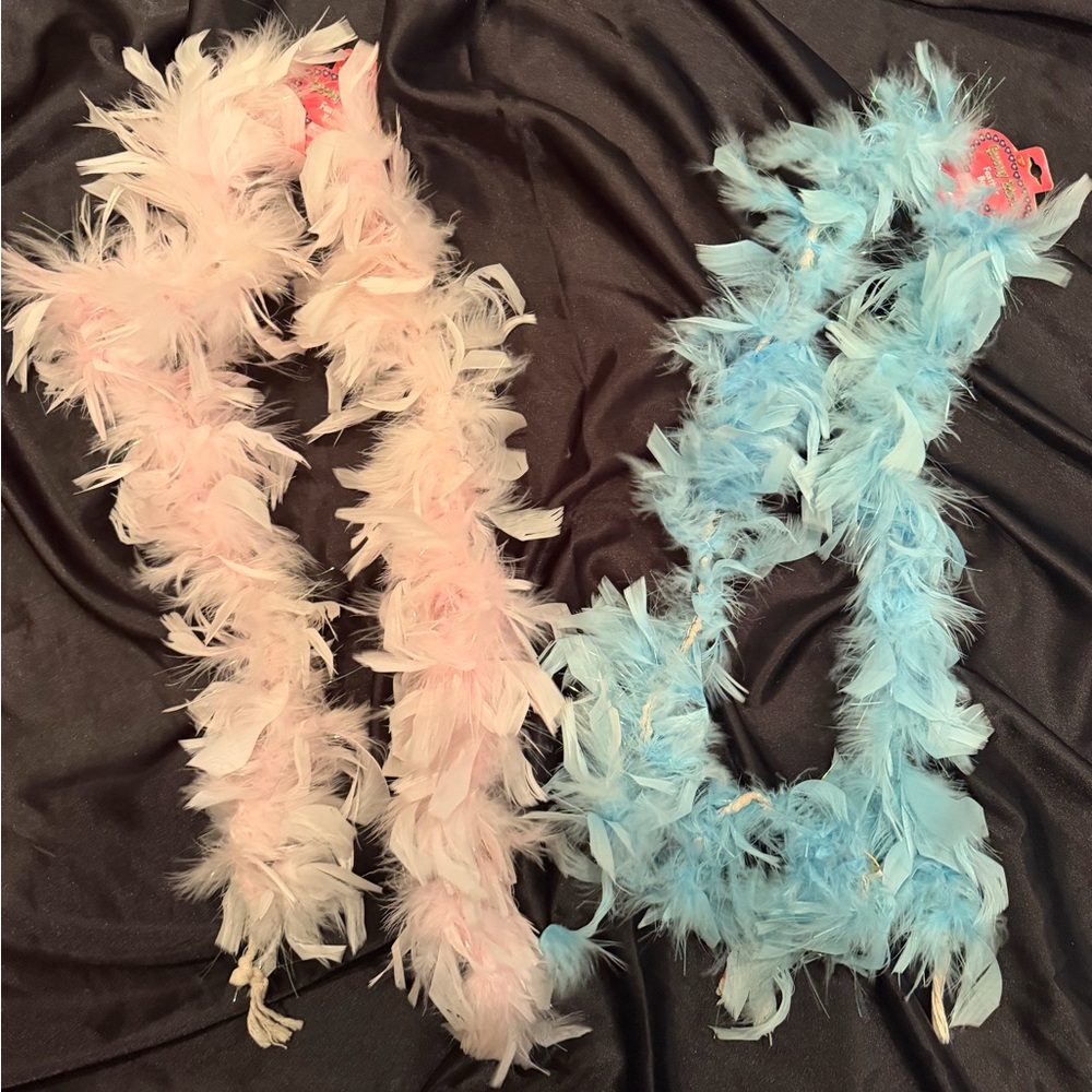 Kids Feather Boa Scarf - Pink and Light Blue